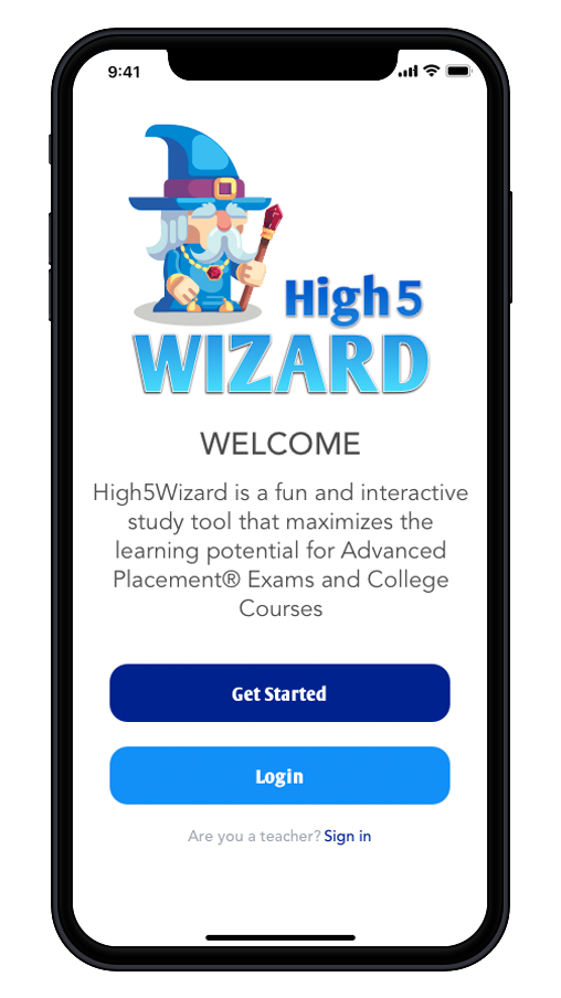 Advanced Placement High 5 Wizard Study Tool Application